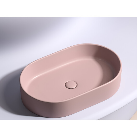 УМЫВАЛЬНИК ЧАША НАКЛАДНАЯ ОВАЛЬНАЯ CERAMICA NOVA ELEMENT (ЦВЕТ РОЗОВЫЙ МАТОВЫЙ) 608*385*122ММ
