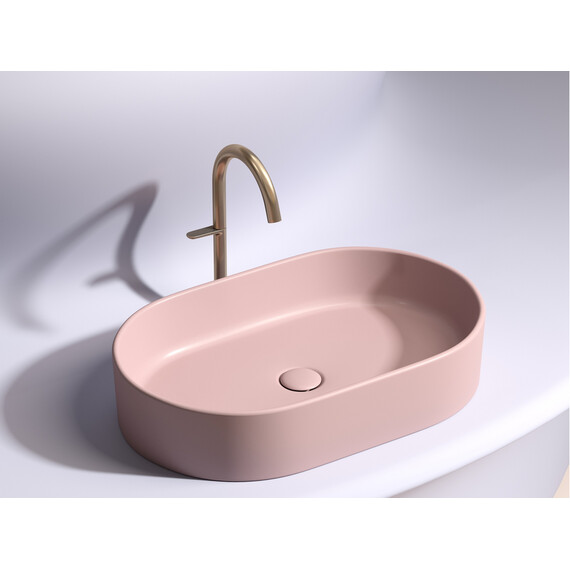 УМЫВАЛЬНИК ЧАША НАКЛАДНАЯ ОВАЛЬНАЯ CERAMICA NOVA ELEMENT (ЦВЕТ РОЗОВЫЙ МАТОВЫЙ) 608*385*122ММ