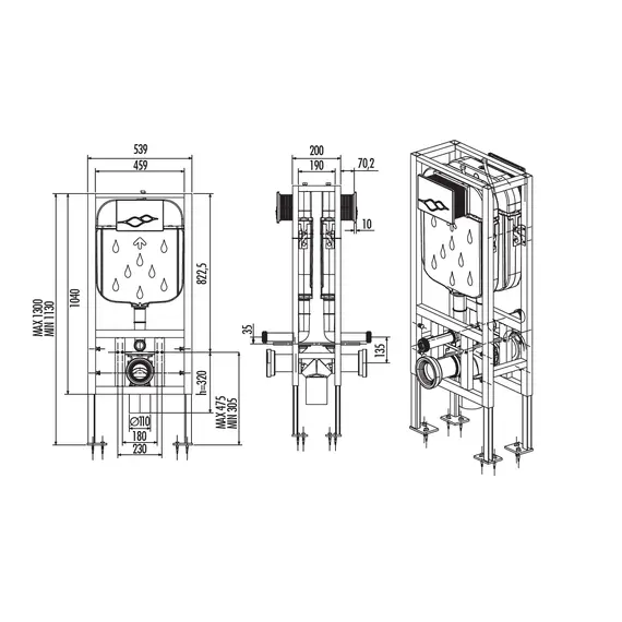 ИНСТАЛЛЯЦИЯ CREAVIT ДЛЯ ПОДВЕСНОГО УНИТАЗА ДВУХСТОРОННЯЯ