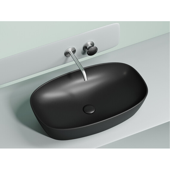 УМЫВАЛЬНИК ЧАША НАКЛАДНАЯ ОВАЛЬНАЯ CERAMICA NOVA ELEMENT (ЦВЕТ ЧЕРНЫЙ МАТОВЫЙ) 600*380*138ММ