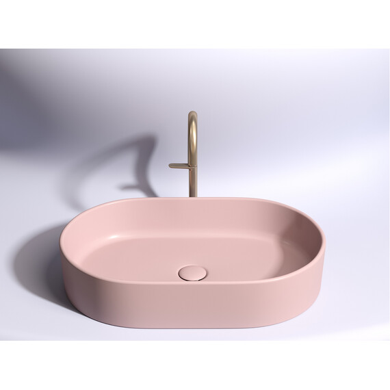 УМЫВАЛЬНИК ЧАША НАКЛАДНАЯ ОВАЛЬНАЯ CERAMICA NOVA ELEMENT (ЦВЕТ РОЗОВЫЙ МАТОВЫЙ) 608*385*122ММ