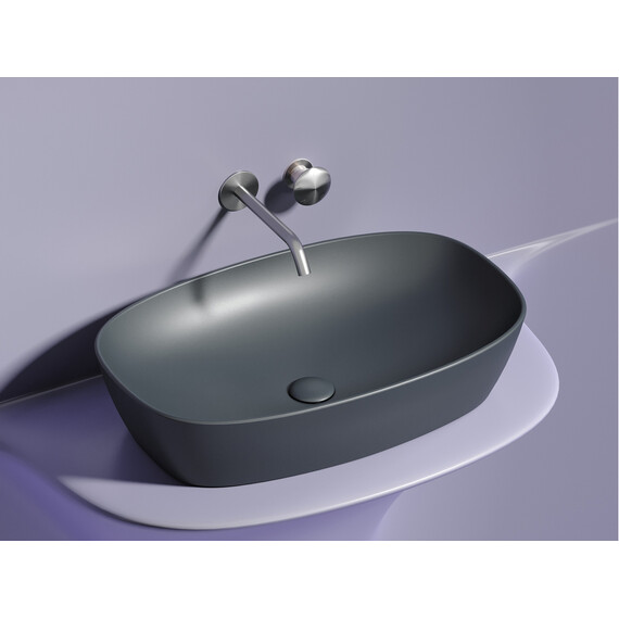 УМЫВАЛЬНИК ЧАША НАКЛАДНАЯ ОВАЛЬНАЯ CERAMICA NOVA ELEMENT (ЦВЕТ ТЕМНЫЙ АНТРАЦИТ МАТОВЫЙ) 600*380*138ММ