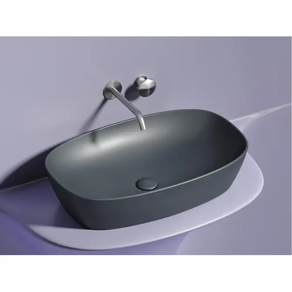 УМЫВАЛЬНИК ЧАША НАКЛАДНАЯ ОВАЛЬНАЯ CERAMICA NOVA ELEMENT (ЦВЕТ ТЕМНЫЙ АНТРАЦИТ МАТОВЫЙ) 600*380*138ММ