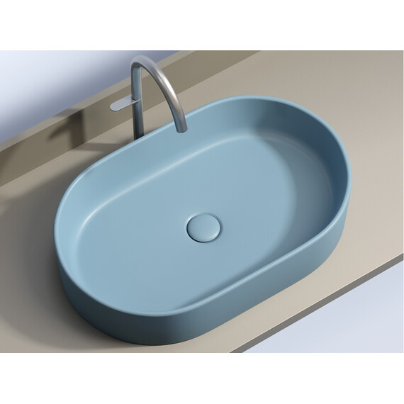 УМЫВАЛЬНИК ЧАША НАКЛАДНАЯ ОВАЛЬНАЯ CERAMICA NOVA ELEMENT 608X385X122 ММ, ГОЛУБОЙ МАТОВЫЙ