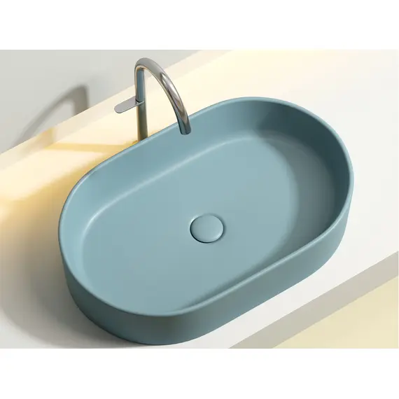 УМЫВАЛЬНИК ЧАША НАКЛАДНАЯ ОВАЛЬНАЯ CERAMICA NOVA ELEMENT 608X385X122 ММ, ЗЕЛЕНЫЙ МАТОВЫЙ