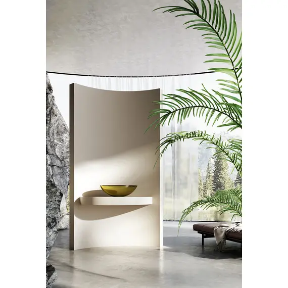 РАКОВИНА НАКЛАДНАЯ ПРОЗРАЧНАЯ ABBER KRISTALL AT2802VESUVIAN ОЛИВКОВАЯ