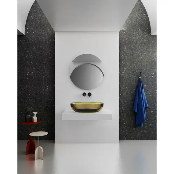 РАКОВИНА НАКЛАДНАЯ ПРОЗРАЧНАЯ ABBER KRISTALL AT2805VESUVIAN ОЛИВКОВАЯ