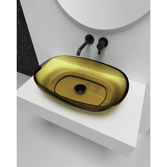 РАКОВИНА НАКЛАДНАЯ ПРОЗРАЧНАЯ ABBER KRISTALL AT2805VESUVIAN ОЛИВКОВАЯ