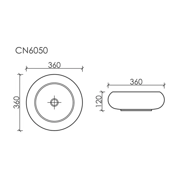 УМЫВАЛЬНИК ЧАША НАКЛАДНАЯ КРУГЛАЯ CERAMICA NOVA ELEMENT (ЦВЕТ БЕЛЫЙ МАТОВЫЙ) 360*360*120ММ