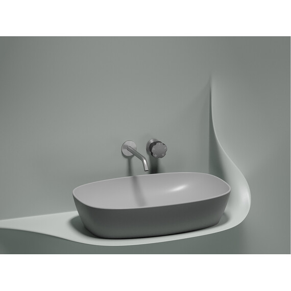 УМЫВАЛЬНИК ЧАША НАКЛАДНАЯ ОВАЛЬНАЯ CERAMICA NOVA ELEMENT (ЦВЕТ СЕРЫЙ МАТОВЫЙ) 600*380*138ММ