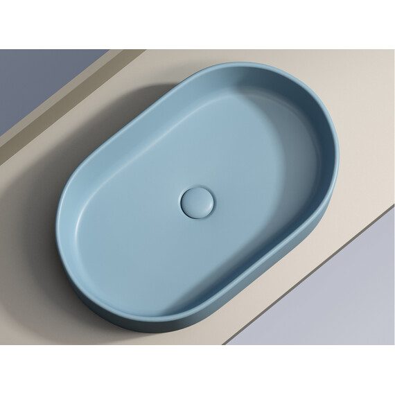 УМЫВАЛЬНИК ЧАША НАКЛАДНАЯ ОВАЛЬНАЯ CERAMICA NOVA ELEMENT 608X385X122 ММ, ГОЛУБОЙ МАТОВЫЙ