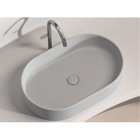 УМЫВАЛЬНИК ЧАША НАКЛАДНАЯ ОВАЛЬНАЯ CERAMICA NOVA ELEMENT (ЦВЕТ СЕРЫЙ МАТОВЫЙ) 608*385*122ММ