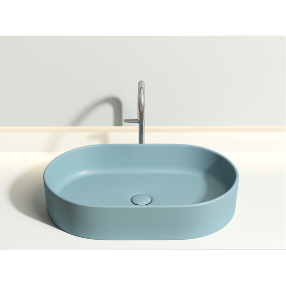 УМЫВАЛЬНИК ЧАША НАКЛАДНАЯ ОВАЛЬНАЯ CERAMICA NOVA ELEMENT 608X385X122 ММ, ЗЕЛЕНЫЙ МАТОВЫЙ