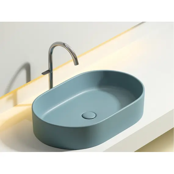 УМЫВАЛЬНИК ЧАША НАКЛАДНАЯ ОВАЛЬНАЯ CERAMICA NOVA ELEMENT 608X385X122 ММ, ЗЕЛЕНЫЙ МАТОВЫЙ