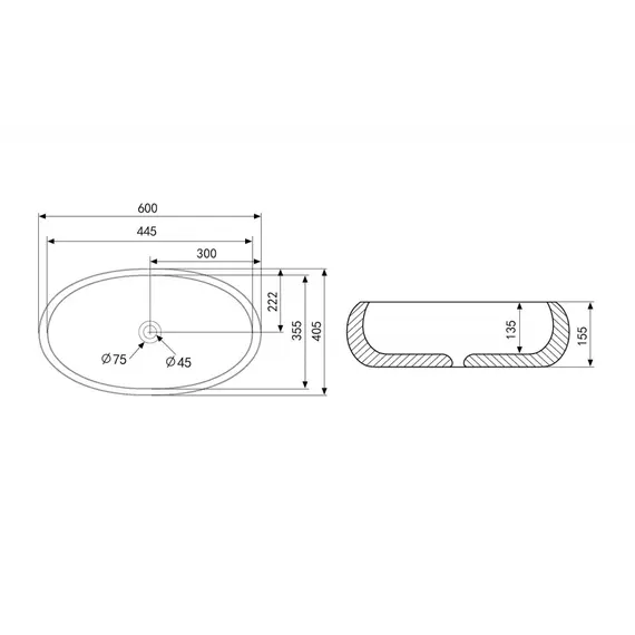 РАКОВИНА НАКЛАДНАЯ ABBER BEQUEM AC2102MW БЕЛАЯ МАТОВАЯ