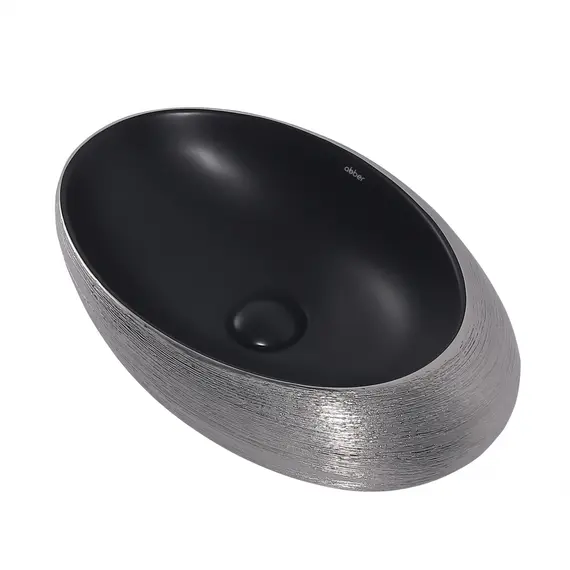 РАКОВИНА НАКЛАДНАЯ ABBER BEQUEM AC2107BS ЧЕРНАЯ МАТОВАЯ С СЕРЕБРОМ