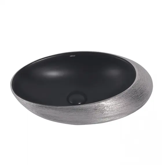 РАКОВИНА НАКЛАДНАЯ ABBER BEQUEM AC2107BS ЧЕРНАЯ МАТОВАЯ С СЕРЕБРОМ