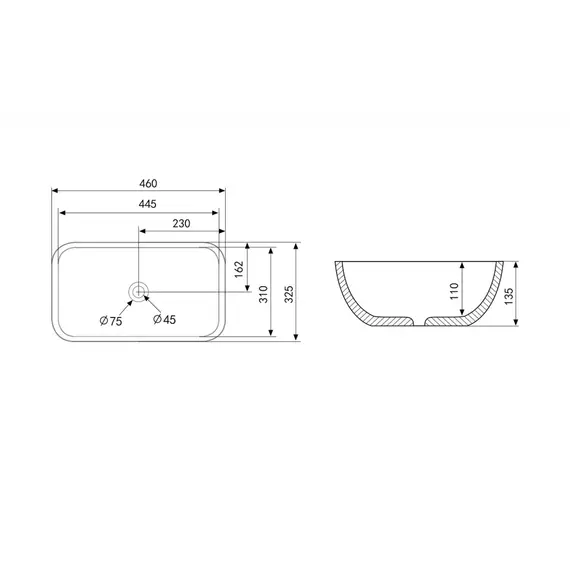 РАКОВИНА НАКЛАДНАЯ ABBER RECHTECK AC2200MW БЕЛАЯ МАТОВАЯ