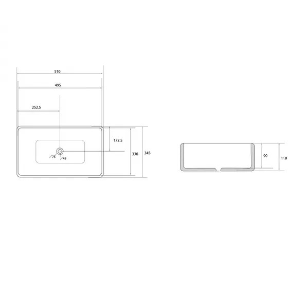 РАКОВИНА НАКЛАДНАЯ ABBER RECHTECK AC2207MW БЕЛАЯ МАТОВАЯ