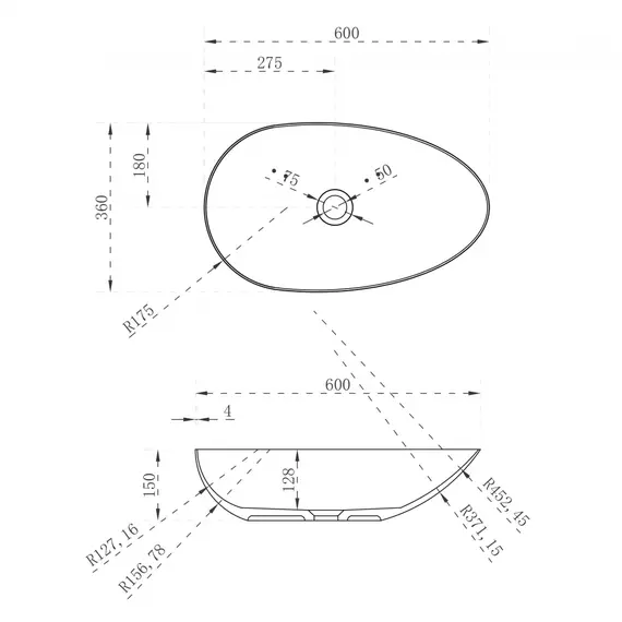 РАКОВИНА НАКЛАДНАЯ ABBER STEIN AS2615 БЕЛАЯ МАТОВАЯ