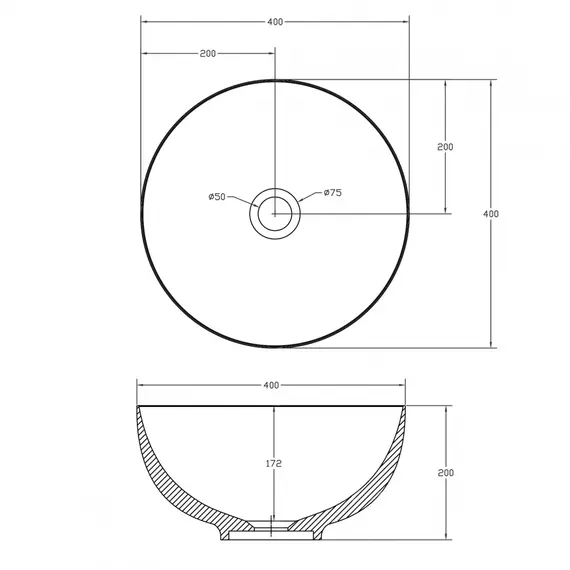 РАКОВИНА НАКЛАДНАЯ ABBER STEIN AS2617 БЕЛАЯ МАТОВАЯ