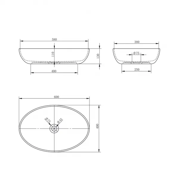 РАКОВИНА НАКЛАДНАЯ ABBER STEIN AS2619 БЕЛАЯ МАТОВАЯ