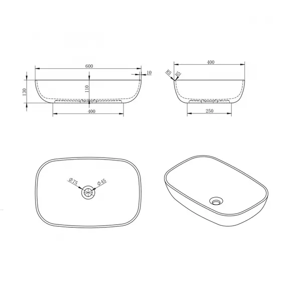 РАКОВИНА НАКЛАДНАЯ ABBER STEIN AS2620 БЕЛАЯ МАТОВАЯ