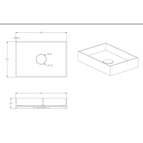 РАКОВИНА НАКЛАДНАЯ ABBER STEIN AS2621 БЕЛАЯ МАТОВАЯ