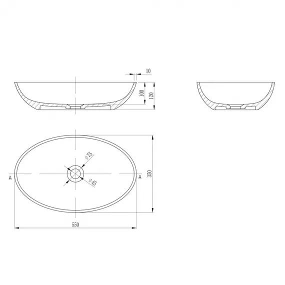 РАКОВИНА НАКЛАДНАЯ ABBER STEIN AS2635 БЕЛАЯ МАТОВАЯ