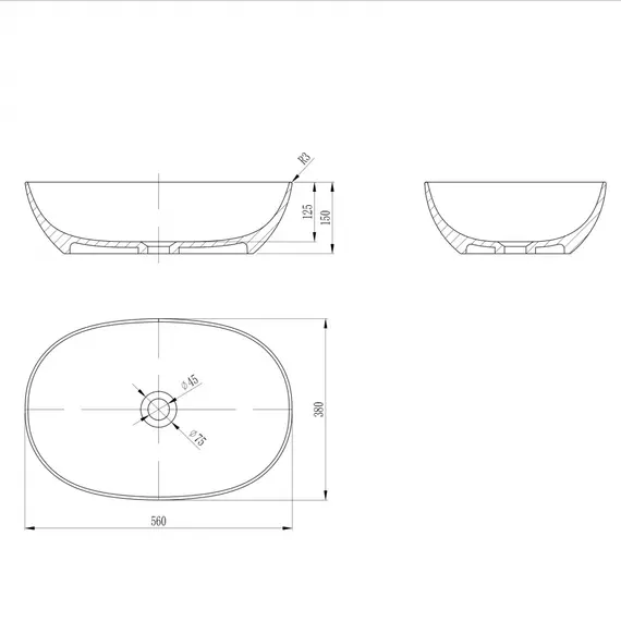 РАКОВИНА НАКЛАДНАЯ ABBER STEIN AS2636 БЕЛАЯ МАТОВАЯ
