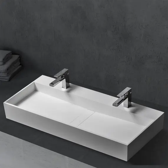 РАКОВИНА НАКЛАДНАЯ ABBER STEIN AS2642 ДВОЙНАЯ, БЕЛАЯ МАТОВАЯ