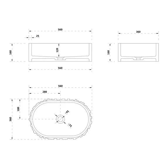 РАКОВИНА НАКЛАДНАЯ ABBER STEIN AS2655 БЕЛАЯ МАТОВАЯ