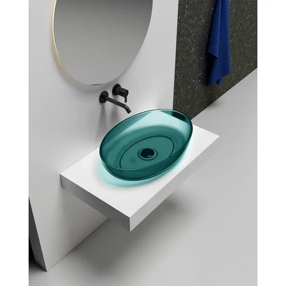 РАКОВИНА НАКЛАДНАЯ ПРОЗРАЧНАЯ ABBER KRISTALL AT2801AQUAMARIN БИРЮЗОВАЯ