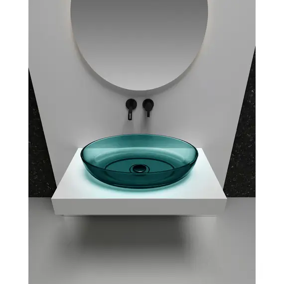 РАКОВИНА НАКЛАДНАЯ ПРОЗРАЧНАЯ ABBER KRISTALL AT2801AQUAMARIN БИРЮЗОВАЯ