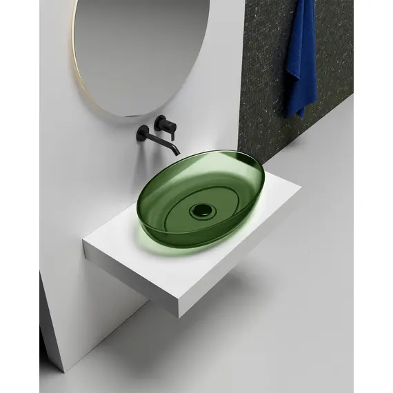 РАКОВИНА НАКЛАДНАЯ ПРОЗРАЧНАЯ ABBER KRISTALL AT2801EMERALD ЗЕЛЕНАЯ