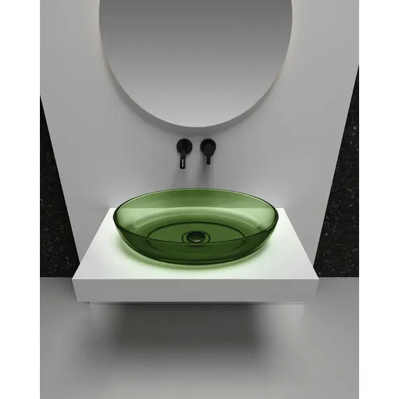 РАКОВИНА НАКЛАДНАЯ ПРОЗРАЧНАЯ ABBER KRISTALL AT2801EMERALD ЗЕЛЕНАЯ