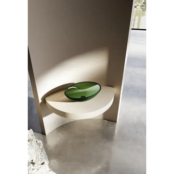 РАКОВИНА НАКЛАДНАЯ ПРОЗРАЧНАЯ ABBER KRISTALL AT2802EMERALD ЗЕЛЕНАЯ