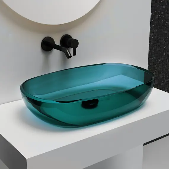 РАКОВИНА НАКЛАДНАЯ ПРОЗРАЧНАЯ ABBER KRISTALL AT2805AQUAMARIN БИРЮЗОВАЯ