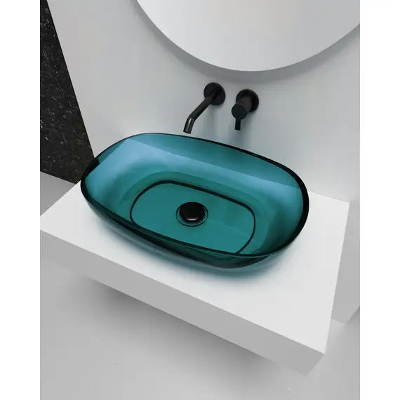 РАКОВИНА НАКЛАДНАЯ ПРОЗРАЧНАЯ ABBER KRISTALL AT2805AQUAMARIN БИРЮЗОВАЯ