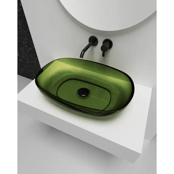 РАКОВИНА НАКЛАДНАЯ ПРОЗРАЧНАЯ ABBER KRISTALL AT2805EMERALD ЗЕЛЕНАЯ