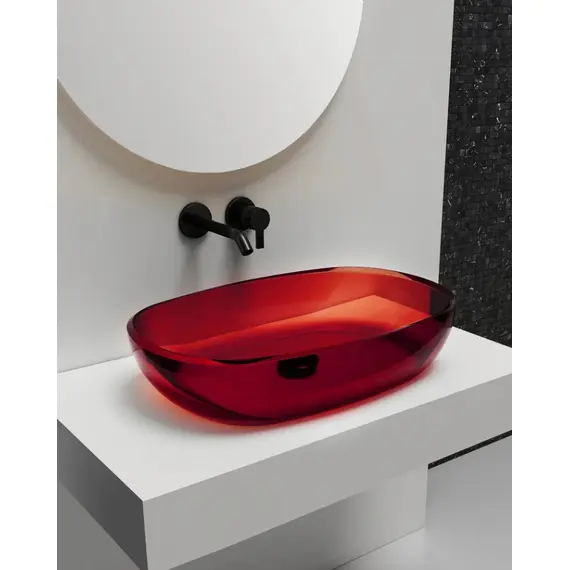 РАКОВИНА НАКЛАДНАЯ ПРОЗРАЧНАЯ ABBER KRISTALL AT2805RUBIN КРАСНАЯ