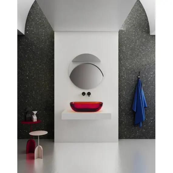 РАКОВИНА НАКЛАДНАЯ ПРОЗРАЧНАЯ ABBER KRISTALL AT2805RUBIN КРАСНАЯ