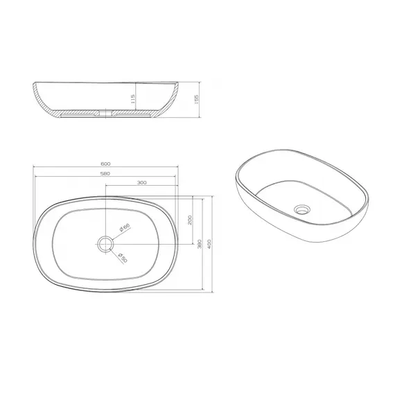 РАКОВИНА НАКЛАДНАЯ ПРОЗРАЧНАЯ ABBER KRISTALL AT2805RUBIN КРАСНАЯ