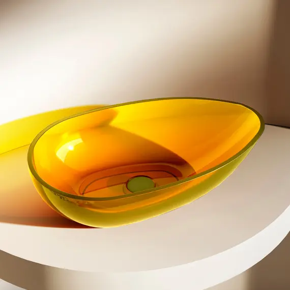 РАКОВИНА НАКЛАДНАЯ ПРОЗРАЧНАЯ ABBER KRISTALL AT2811AMBER ЖЕЛТАЯ