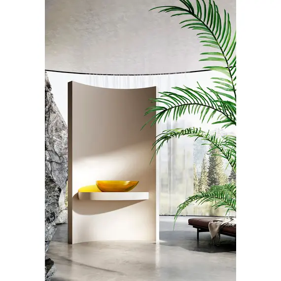 РАКОВИНА НАКЛАДНАЯ ПРОЗРАЧНАЯ ABBER KRISTALL AT2811AMBER ЖЕЛТАЯ