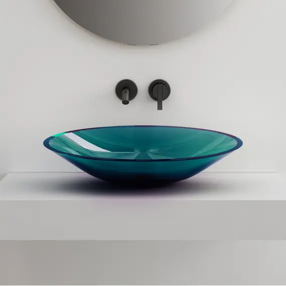 РАКОВИНА НАКЛАДНАЯ ПРОЗРАЧНАЯ ABBER KRISTALL AT2812AQUAMARIN БИРЮЗОВАЯ