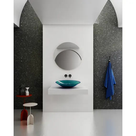 РАКОВИНА НАКЛАДНАЯ ПРОЗРАЧНАЯ ABBER KRISTALL AT2812AQUAMARIN БИРЮЗОВАЯ