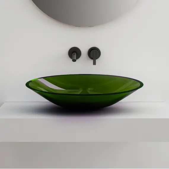 РАКОВИНА НАКЛАДНАЯ ПРОЗРАЧНАЯ ABBER KRISTALL AT2812EMERALD ЗЕЛЕНАЯ