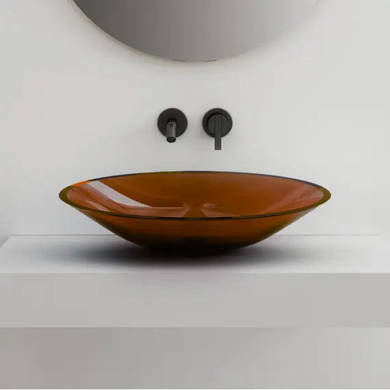 РАКОВИНА НАКЛАДНАЯ ПРОЗРАЧНАЯ ABBER KRISTALL AT2812OPAL КОРИЧНЕВАЯ