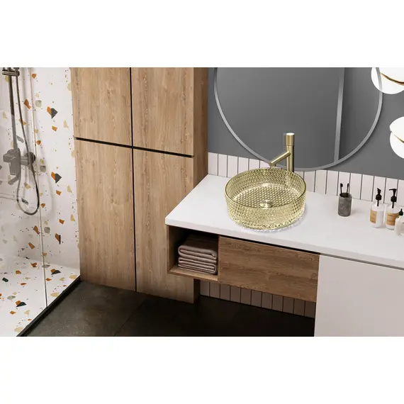 РАКОВИНА НАКЛАДНАЯ СТЕКЛЯННАЯ ABBER GLAS AK2301GG ЗОЛОТО